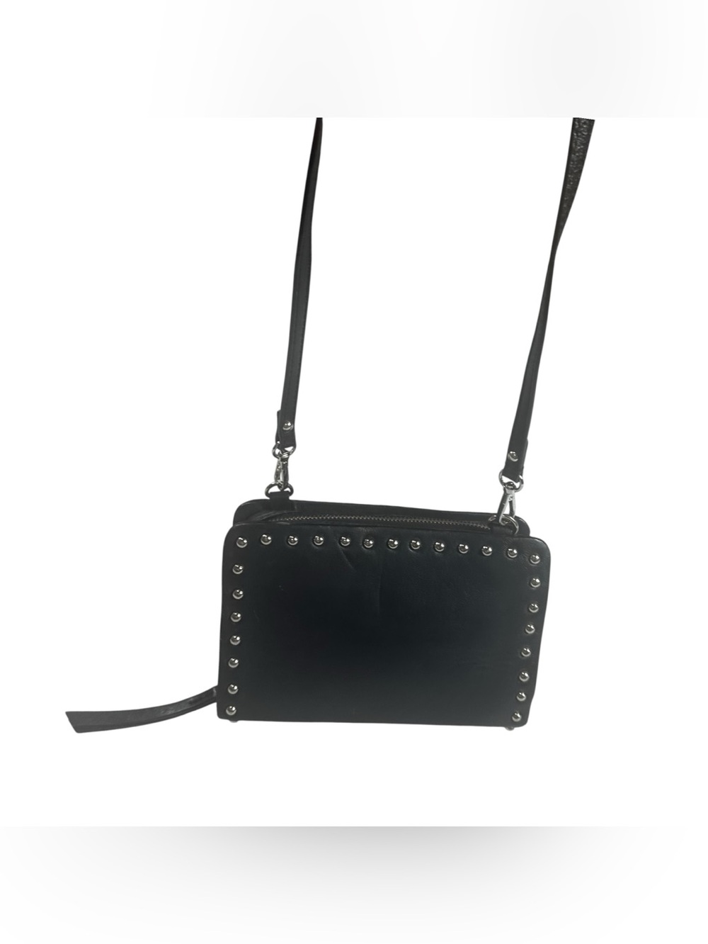 Topshop Black Studded Crossbody Bag Faux Leather Minimalist Shoulder Purse Small - Picture 3 of 9